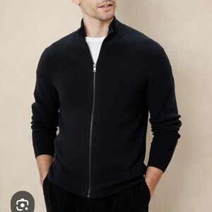 NWT Banana Republic Extra Fine Merino Wool Men's Black Cardigan Size XL/TG
